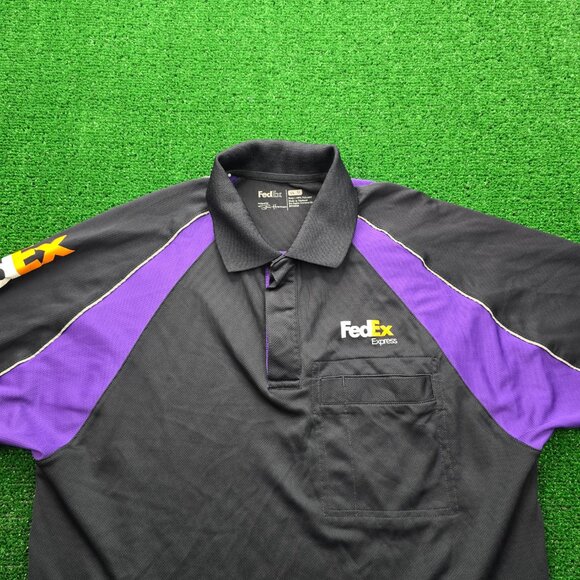Fedex Express Polo Shirt Mens Medium Black Bundle Lot of 2 Employee Uniform Work - Picture 3 of 12